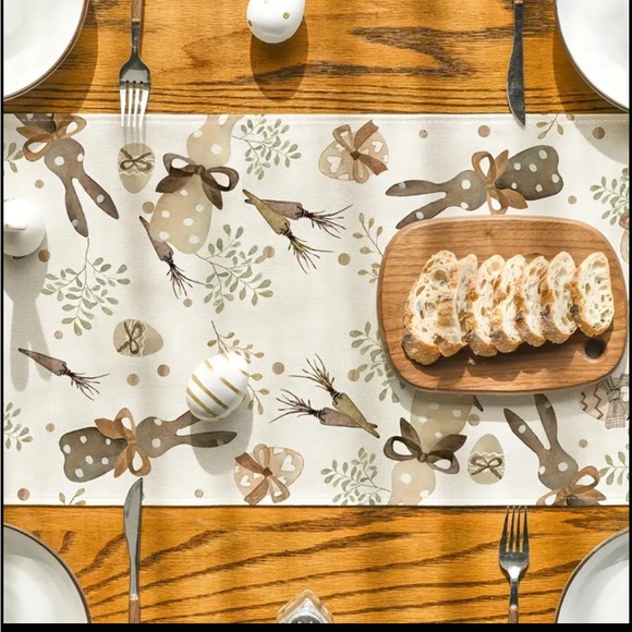 New, Botanical Easter bunny table runner dining table spring decor 13 X 72 - Picture 5 of 7